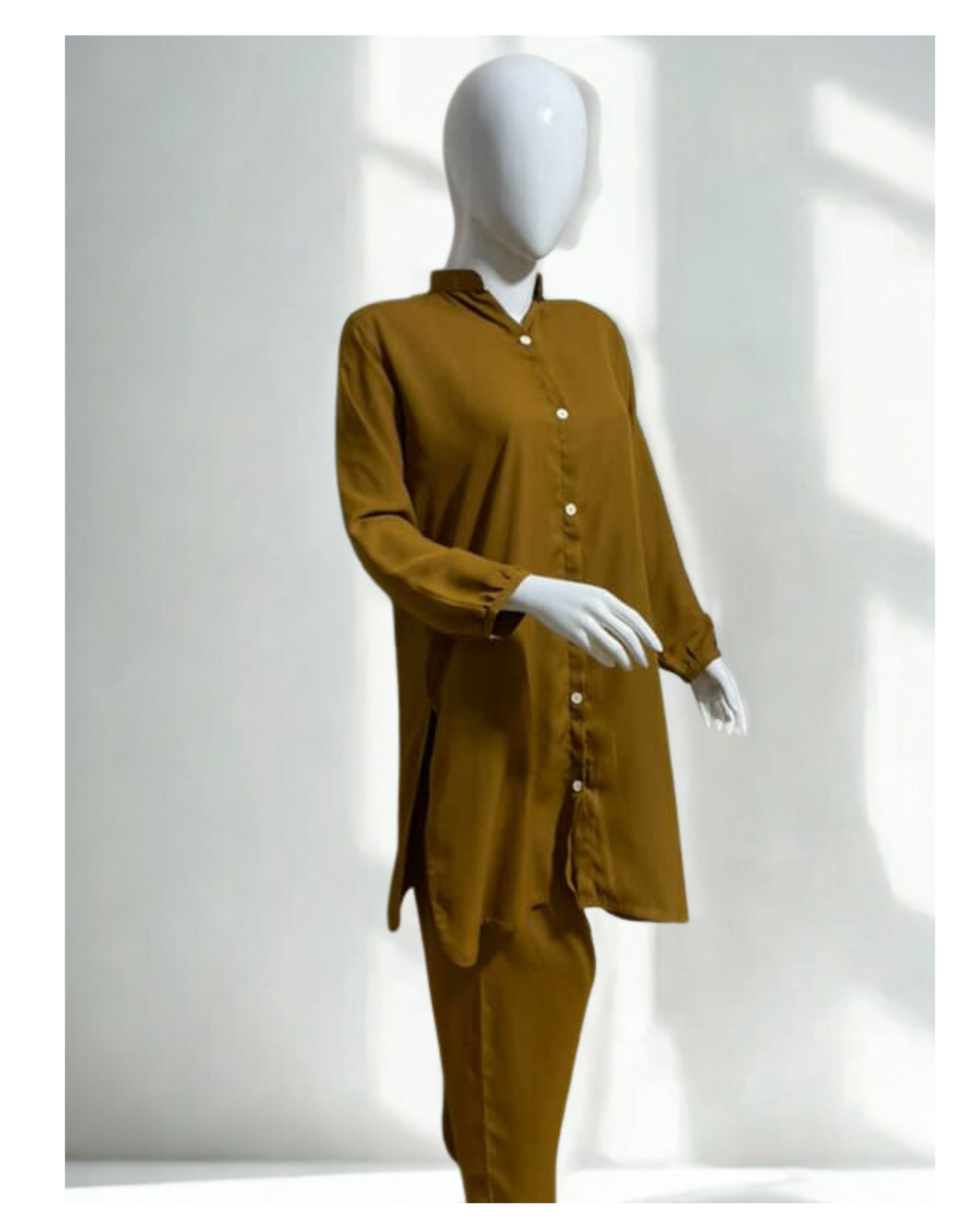 Georgette Front-Open Dress with Trouser Set