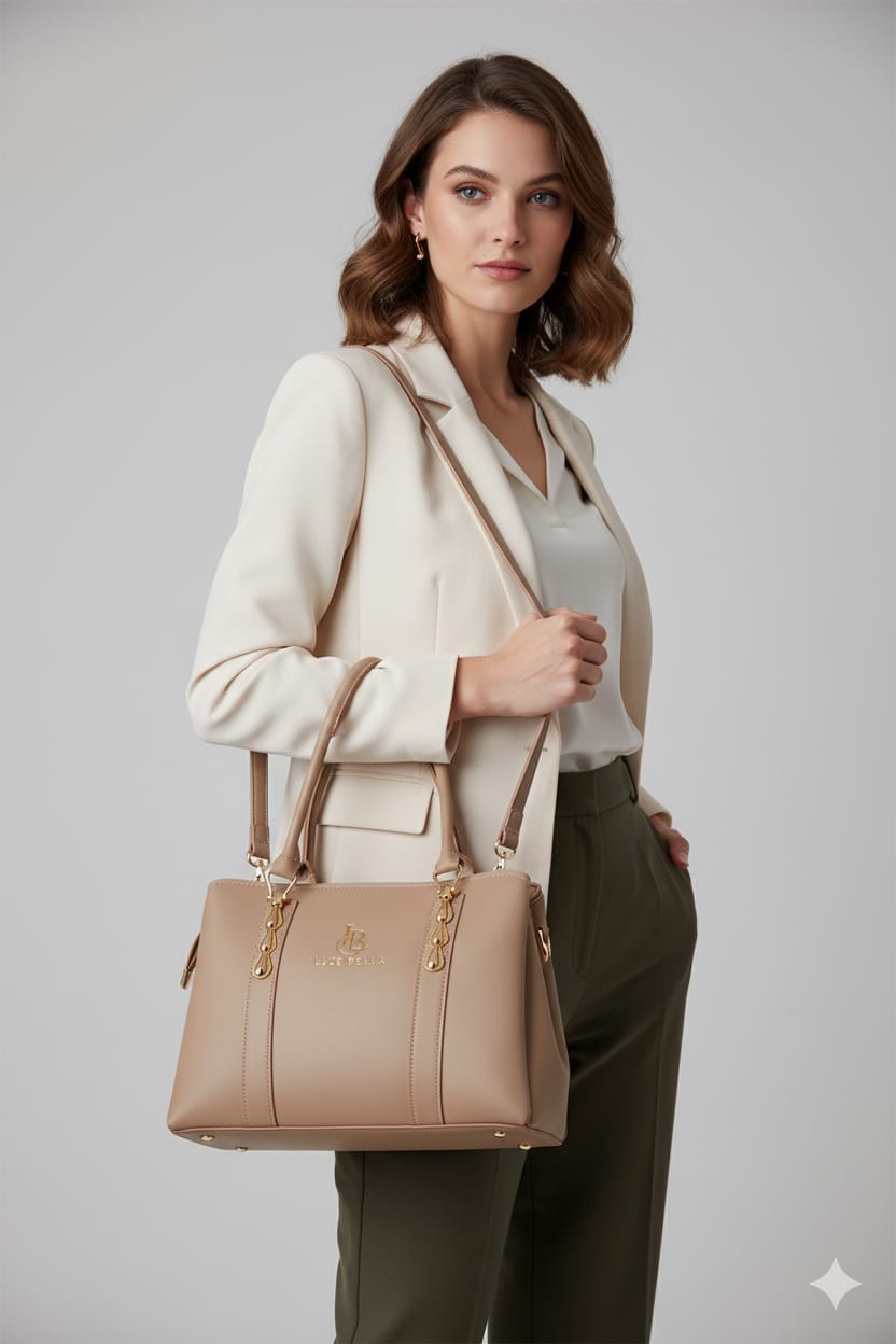 Taupe Multi-Carry Vegan Leather Handbag