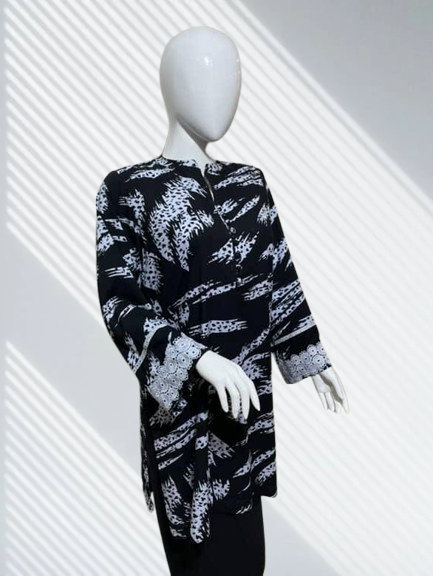 Linen Co-ord Set with Embroidered Lace Sleeves