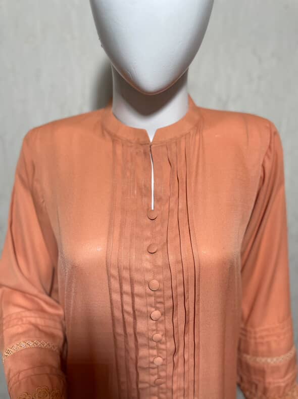 Georgette Long Shirt & Trouser Set – Navy Blue, Pink, Peach & Green
