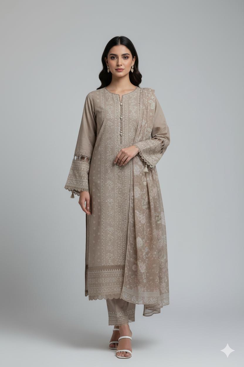 Rustic Charm – Unstitched 3 Piece Embroidered Khaddar Suit