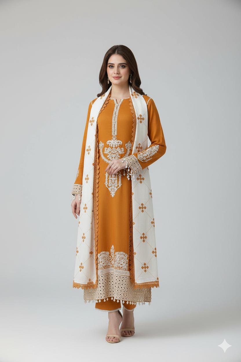 Luxury Bloom – Unstitched 3 Piece Embroidered Lawn Suit