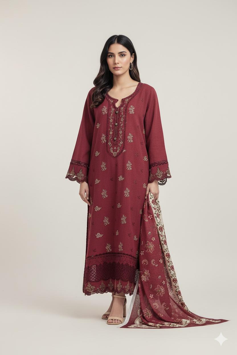 Winter Muse – Unstitched 3 Piece Embroidered Khaddar Suit