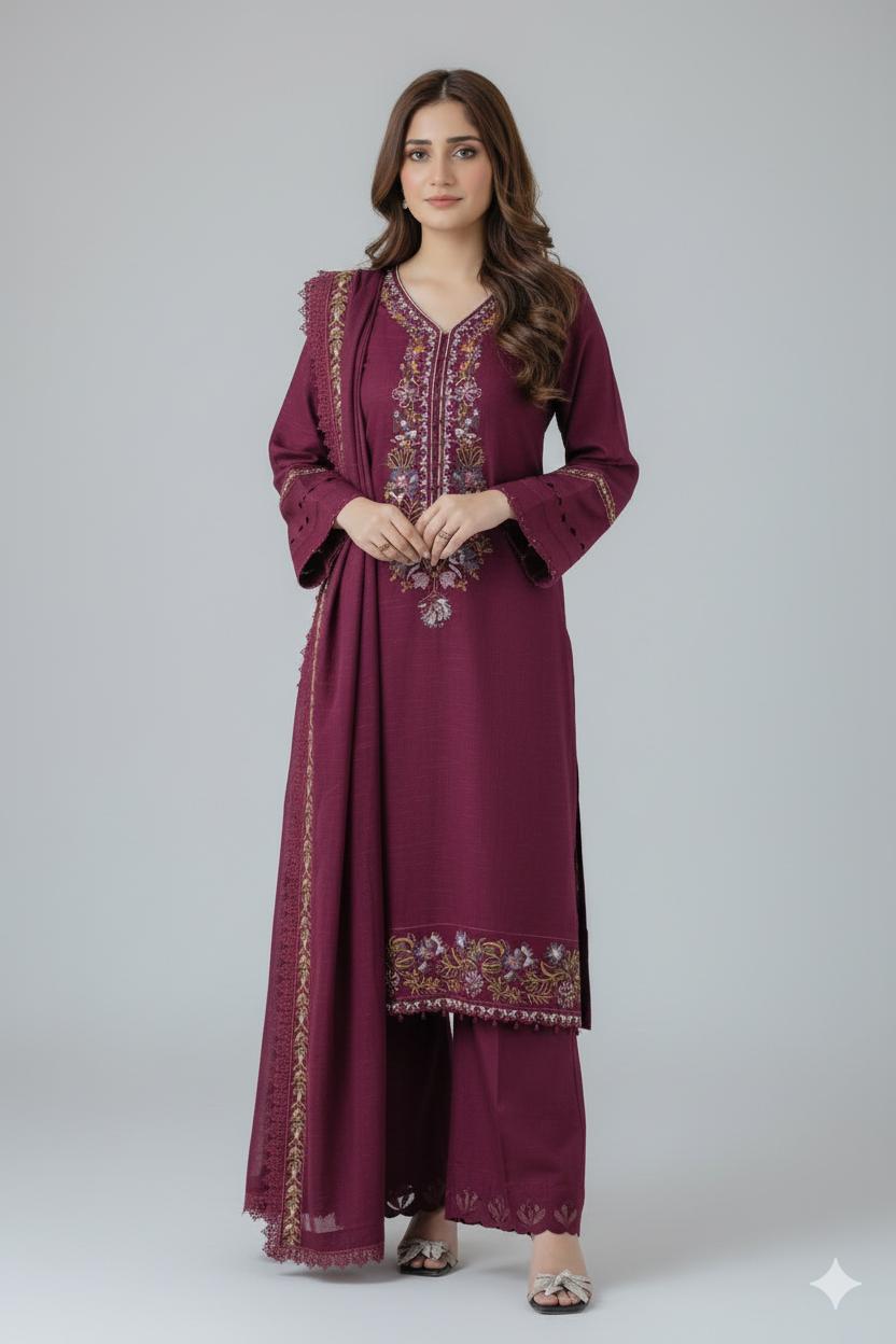 Velvet Mist – Unstitched 3 Piece Embroidered Viscose Suit