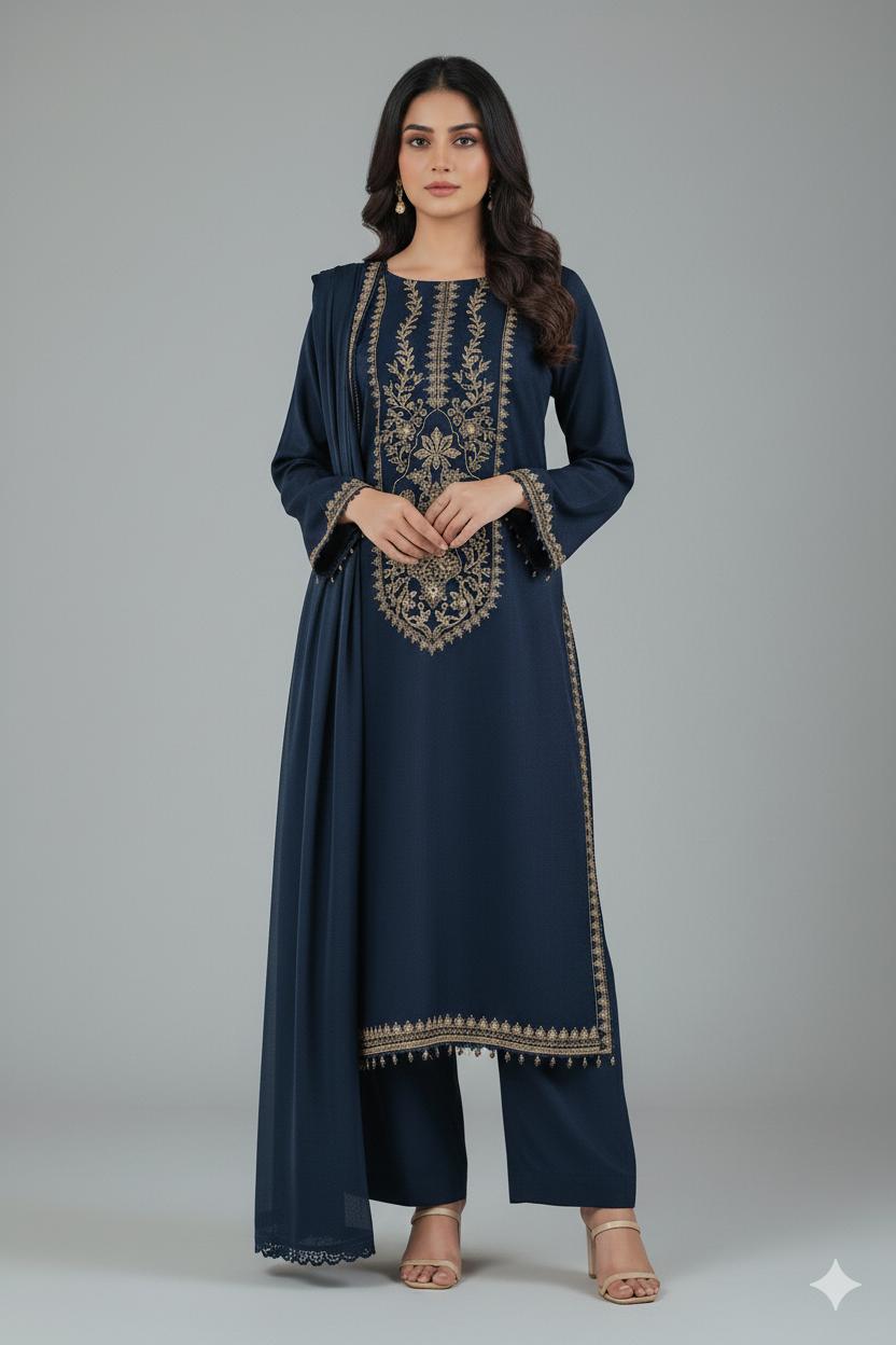 Opulent Charm – Unstitched 3 Piece Embroidered Viscose Suit