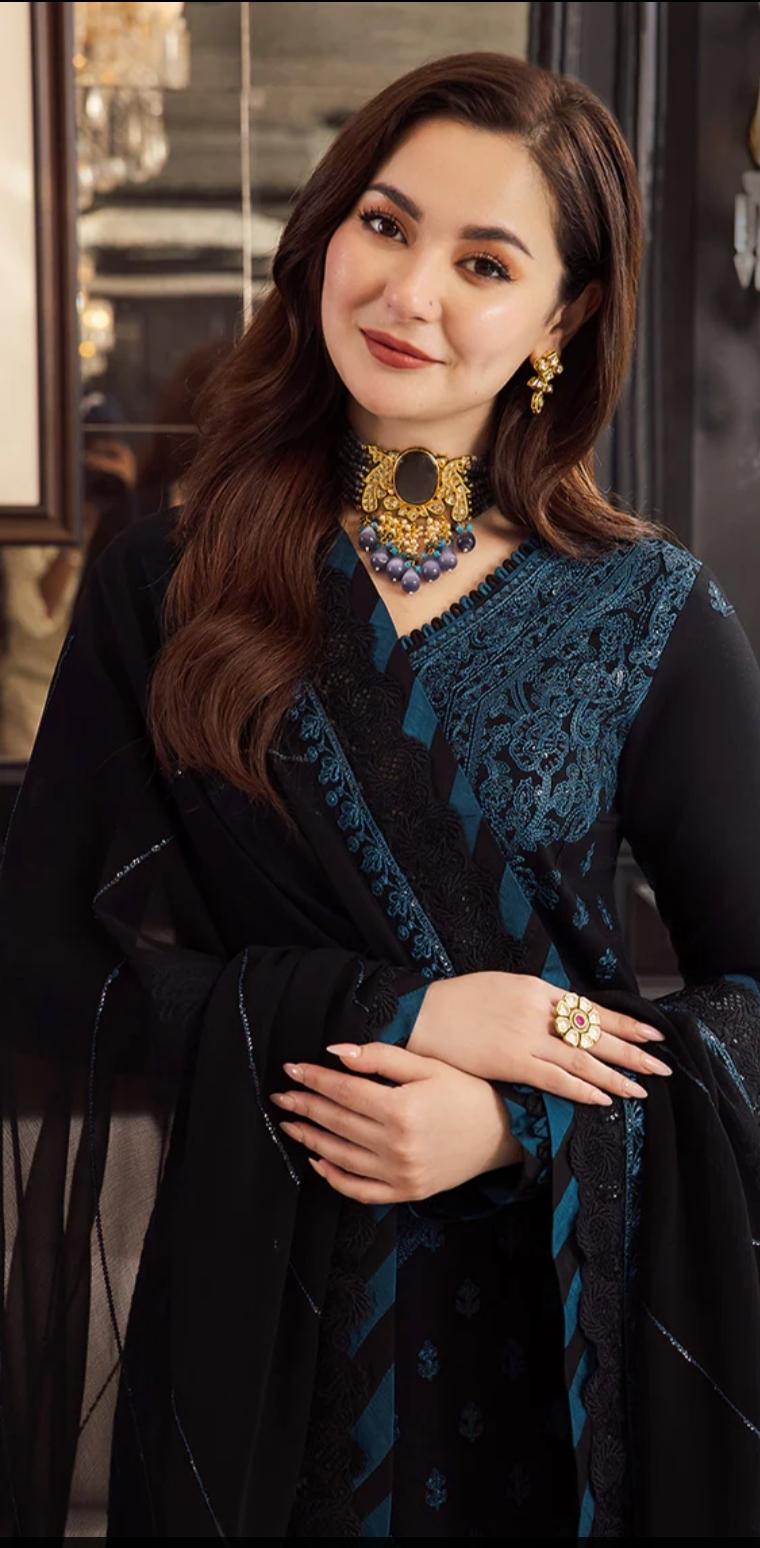 Premium Dhanak 3-Piece Embroidered Suit – Graceful Winter Ensemble