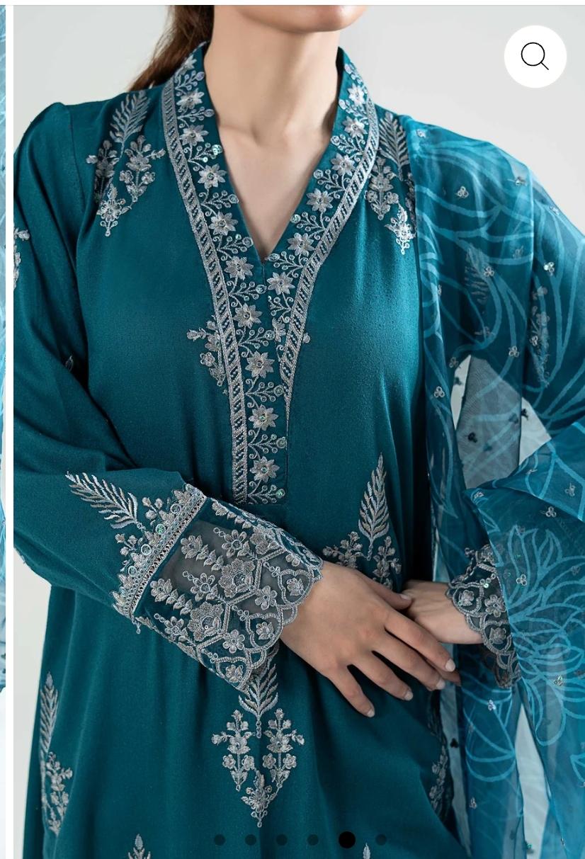 Unstitched Premium Dhanak 3-Piece Suit – Embroidered Shirt & Shawl with Plain Trouser