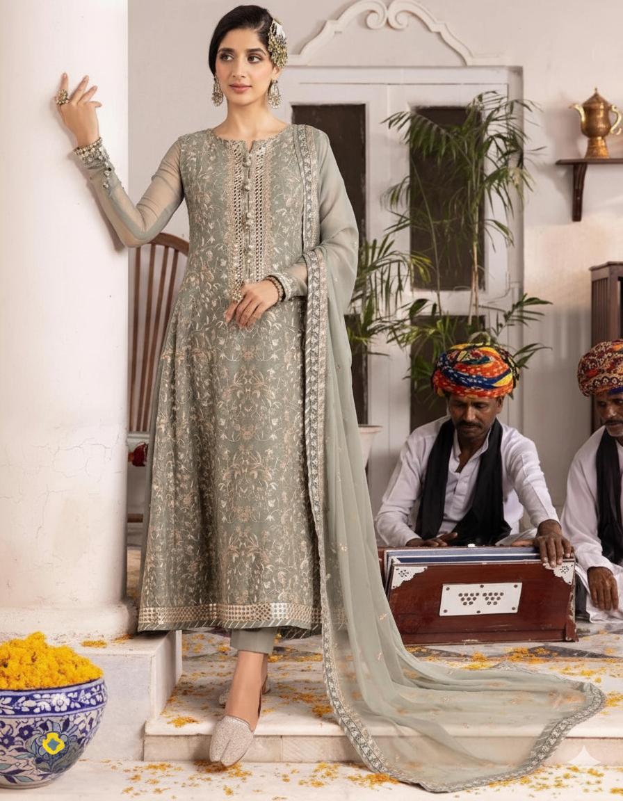 Unstitched Royal Dhanak 3-Piece Collection – Exquisite Embroidery & Timeless Winter Charm