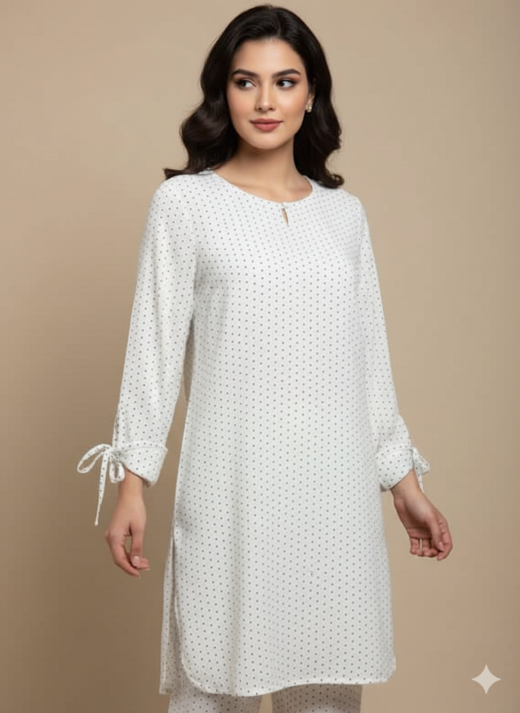 Georgette Dress Shirt & Trouser Set with Detailed Sleeves