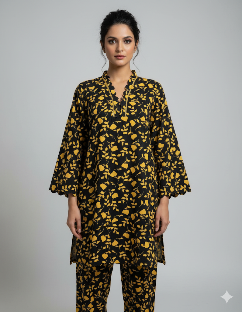 Linen Kurta & Trouser Set-Elegant 2-Piece Outfit