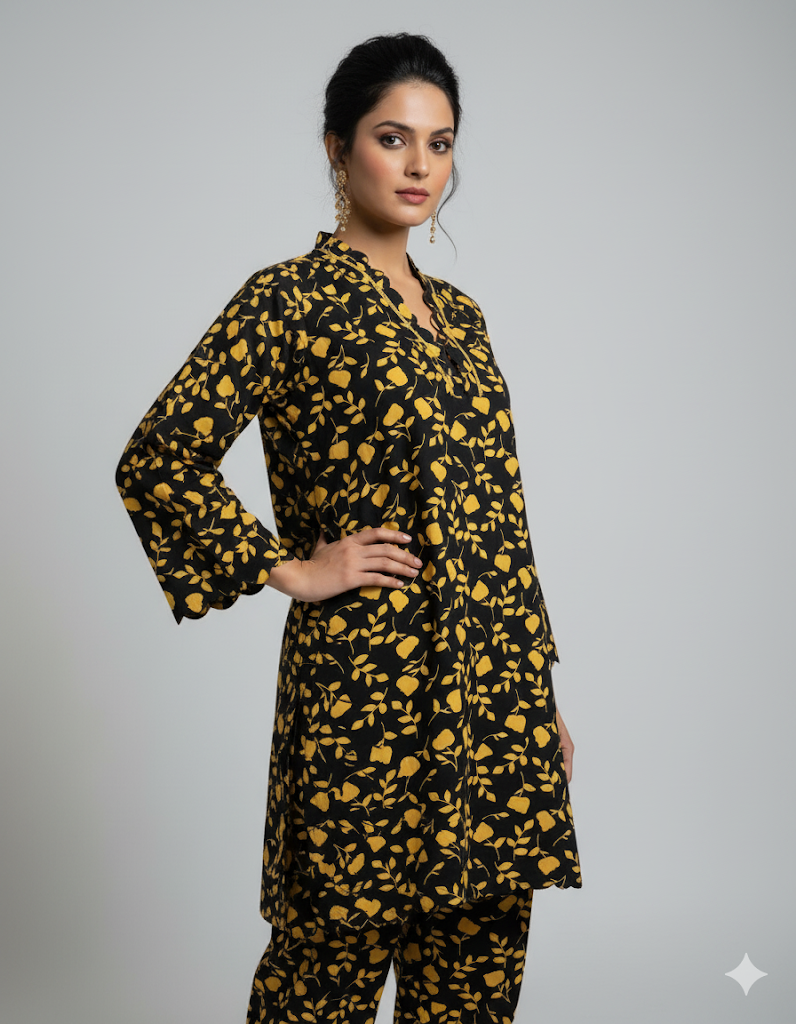 Linen Kurta & Trouser Set-Elegant 2-Piece Outfit