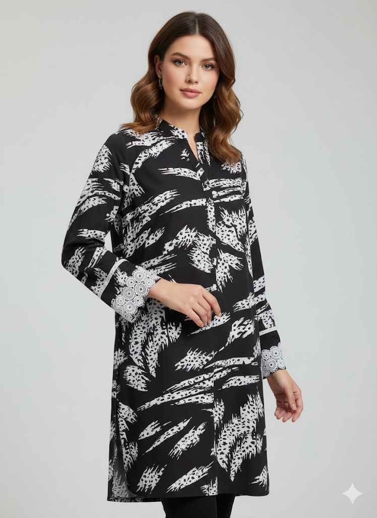 Linen Co-ord Set with Embroidered Lace Sleeves