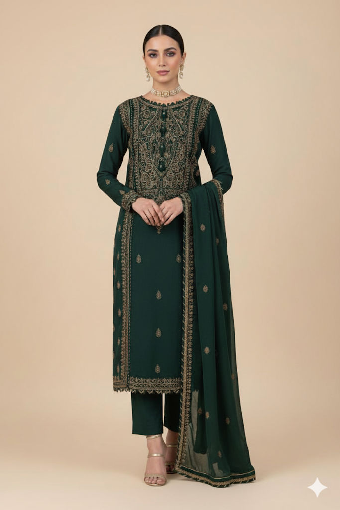 Graceful Aura – Unstitched 3 Piece Embroidered Lawn Suit